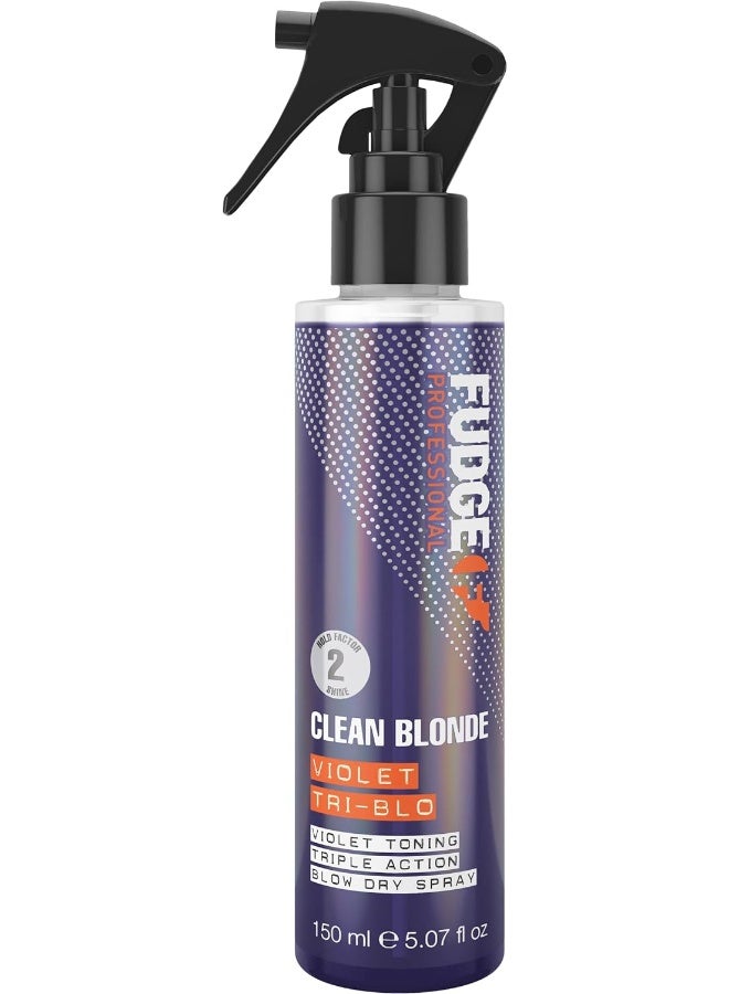 Fudge Professional Clean Blonde Violet Tri-Blo Blow-Dry Heat Protection Spray For Blonde Hair 150 Ml - Image 1