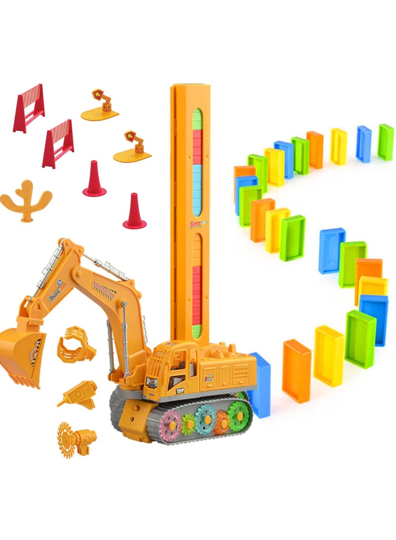 SYOSI Engineering Vehicle Set, 120PCS Automatic Domino Laying Train Toys with Lights & Sounds That Prepares Your Domino Rally Experience Quickly and Automatically for Kids Age 3+  - Image 5