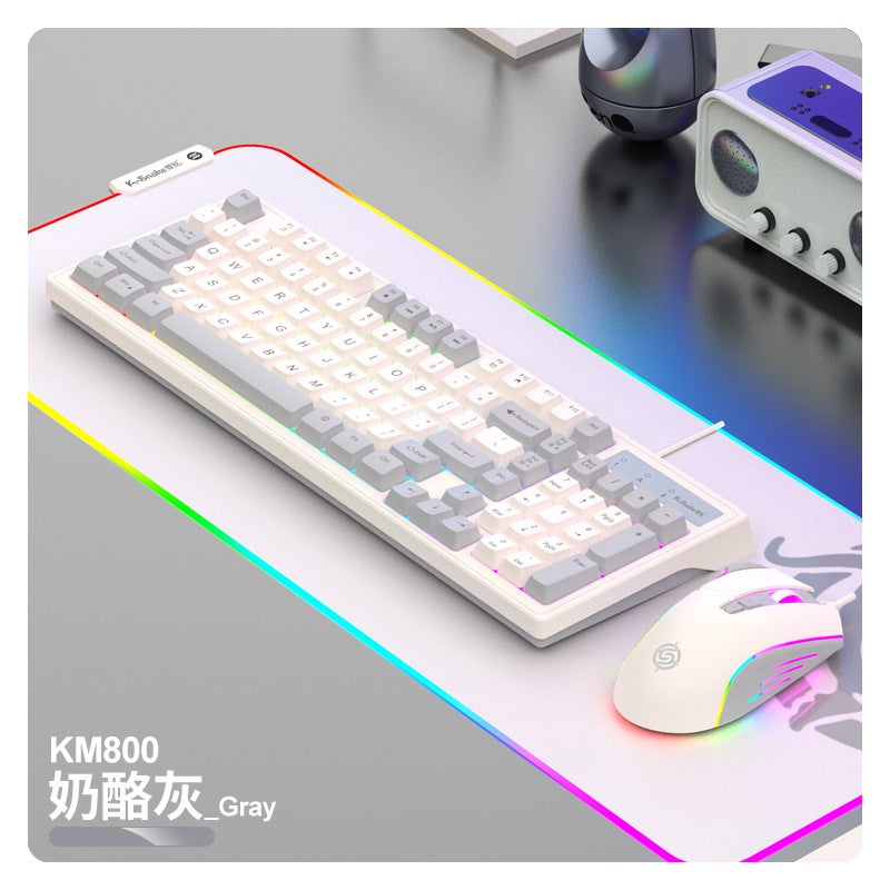 Viper Km800 Mechanical Feel Gaming Keyboard Mouse Wired Luminous Suit 98 Keys Office Home Usb - Image 1