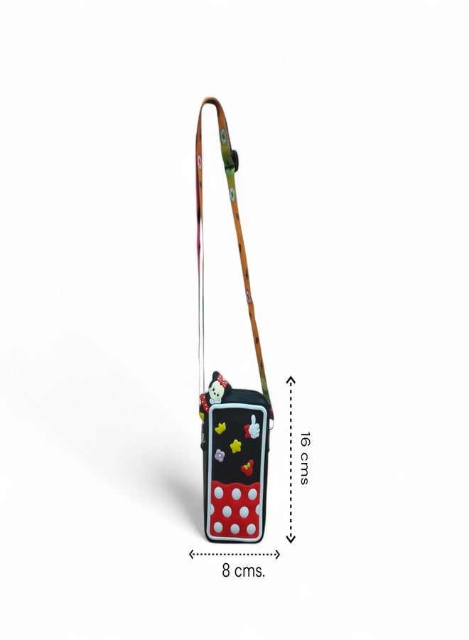 LIGHTER HOUSE Cartoon Silicone Cross Body Bag for Kids Outdoor Activities, Black Red, Pack of 1 - Image 3