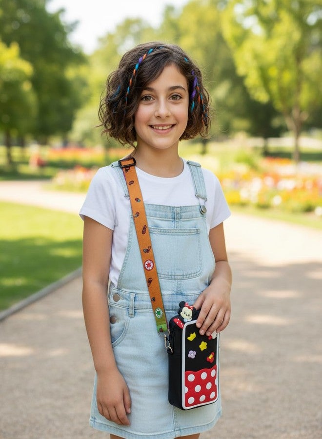 LIGHTER HOUSE Cartoon Silicone Cross Body Bag for Kids Outdoor Activities, Black Red, Pack of 1 - Image 5