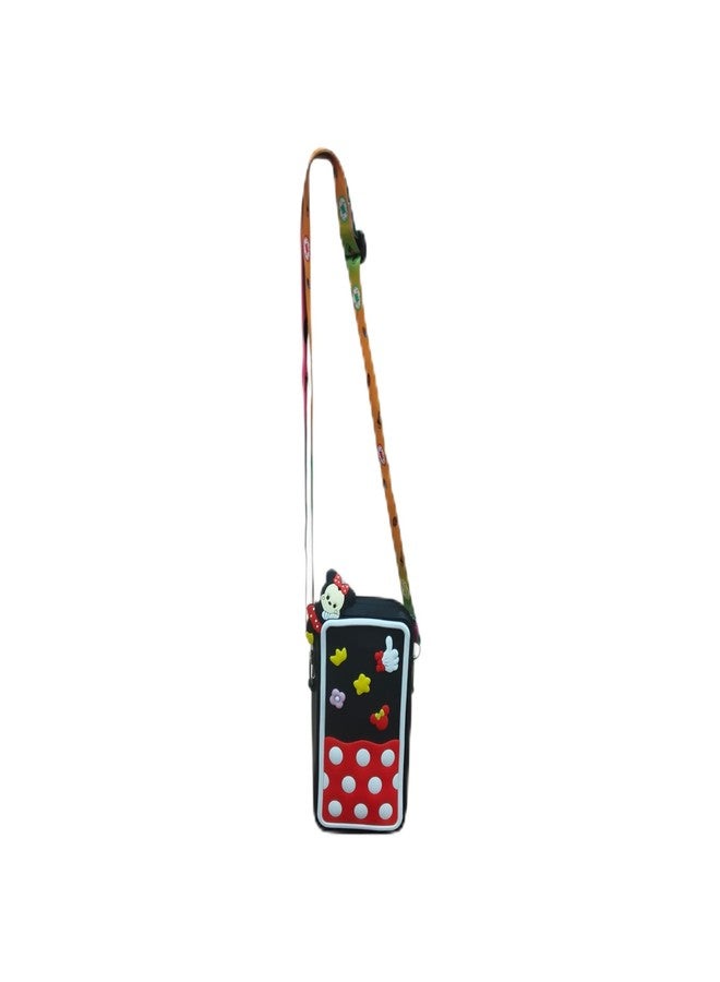 LIGHTER HOUSE Cartoon Silicone Cross Body Bag for Kids Outdoor Activities, Black Red, Pack of 1 - Image 1