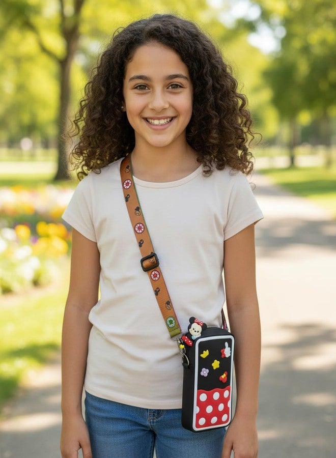 LIGHTER HOUSE Cartoon Silicone Cross Body Bag for Kids Outdoor Activities, Black Red, Pack of 1 - Image 4