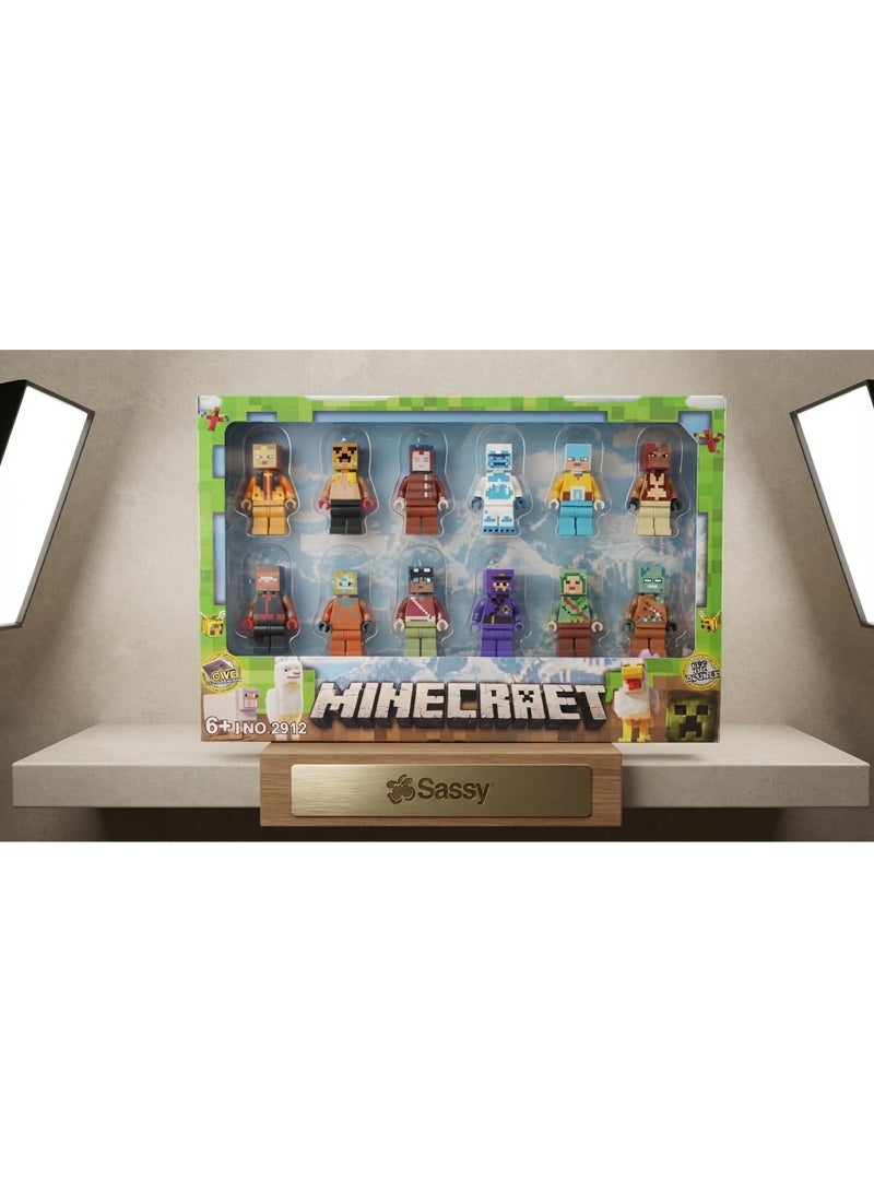 Minecraft Action Figures Building Blocks Toy Set for Kids, 12 Pieces My World Assemble Brick Collection with Baseplate, Ultimate Trendy Gift for Boys and Girls Creative Play, Popular Sandbox Adventure Construction Model Kit for Young Gamers and Collectors - Image 2