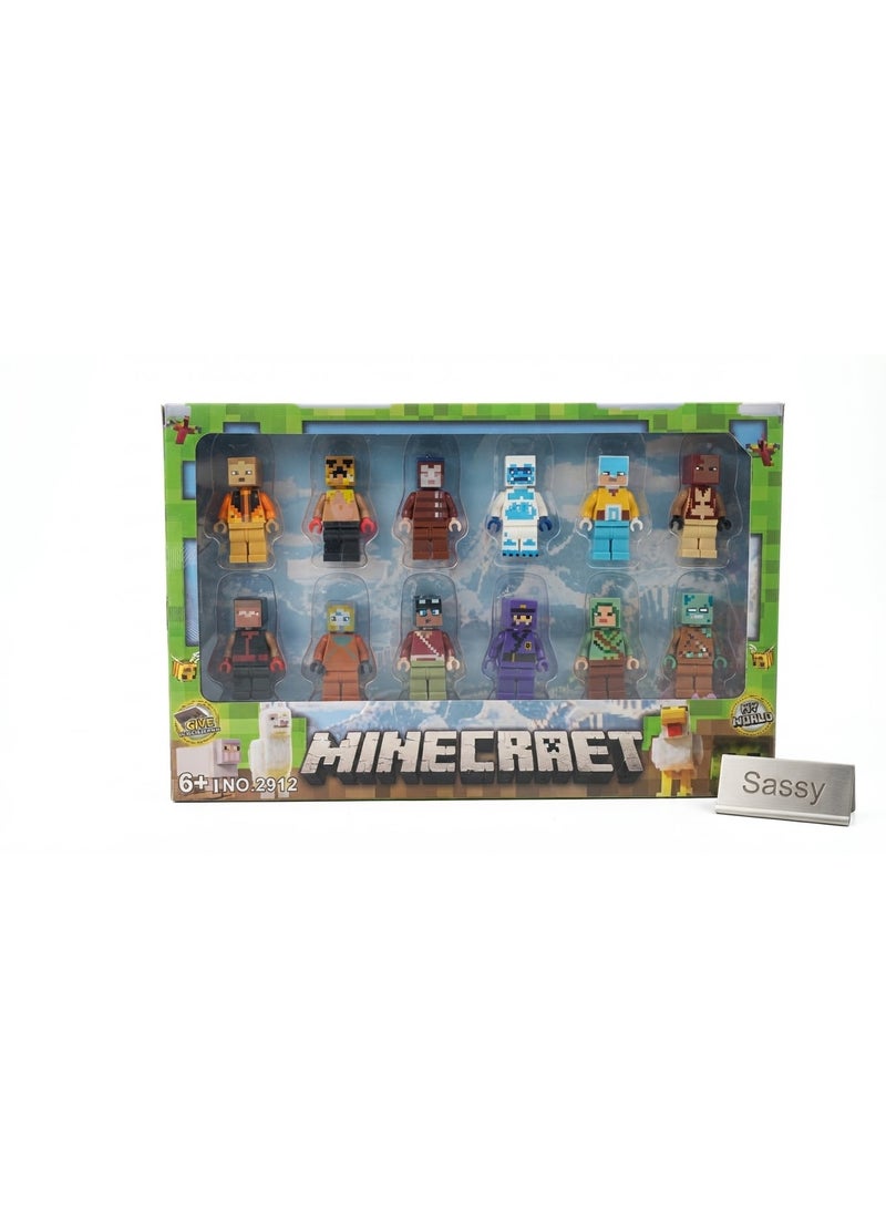 Minecraft Action Figures Building Blocks Toy Set for Kids, 12 Pieces My World Assemble Brick Collection with Baseplate, Ultimate Trendy Gift for Boys and Girls Creative Play, Popular Sandbox Adventure Construction Model Kit for Young Gamers and Collectors - Image 1