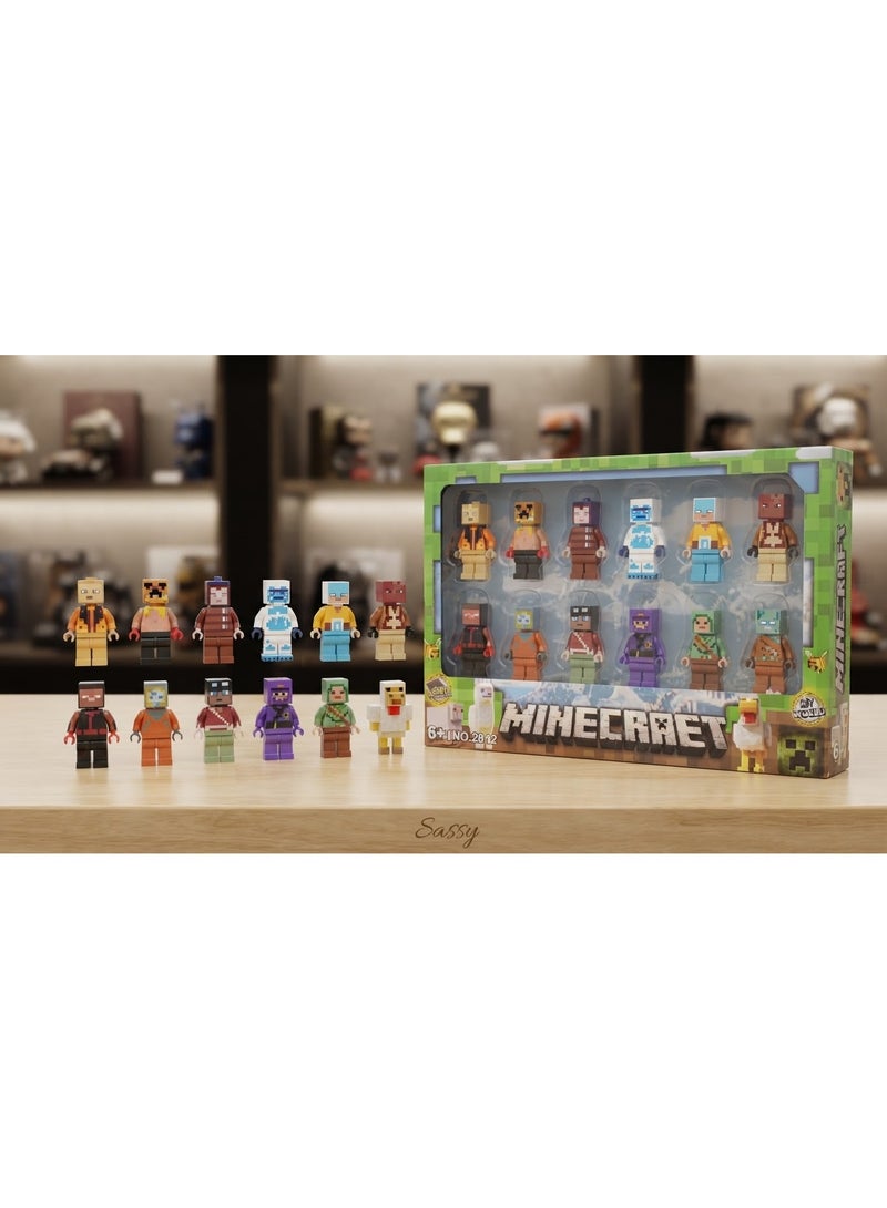 Minecraft Action Figures Building Blocks Toy Set for Kids, 12 Pieces My World Assemble Brick Collection with Baseplate, Ultimate Trendy Gift for Boys and Girls Creative Play, Popular Sandbox Adventure Construction Model Kit for Young Gamers and Collectors - Image 3