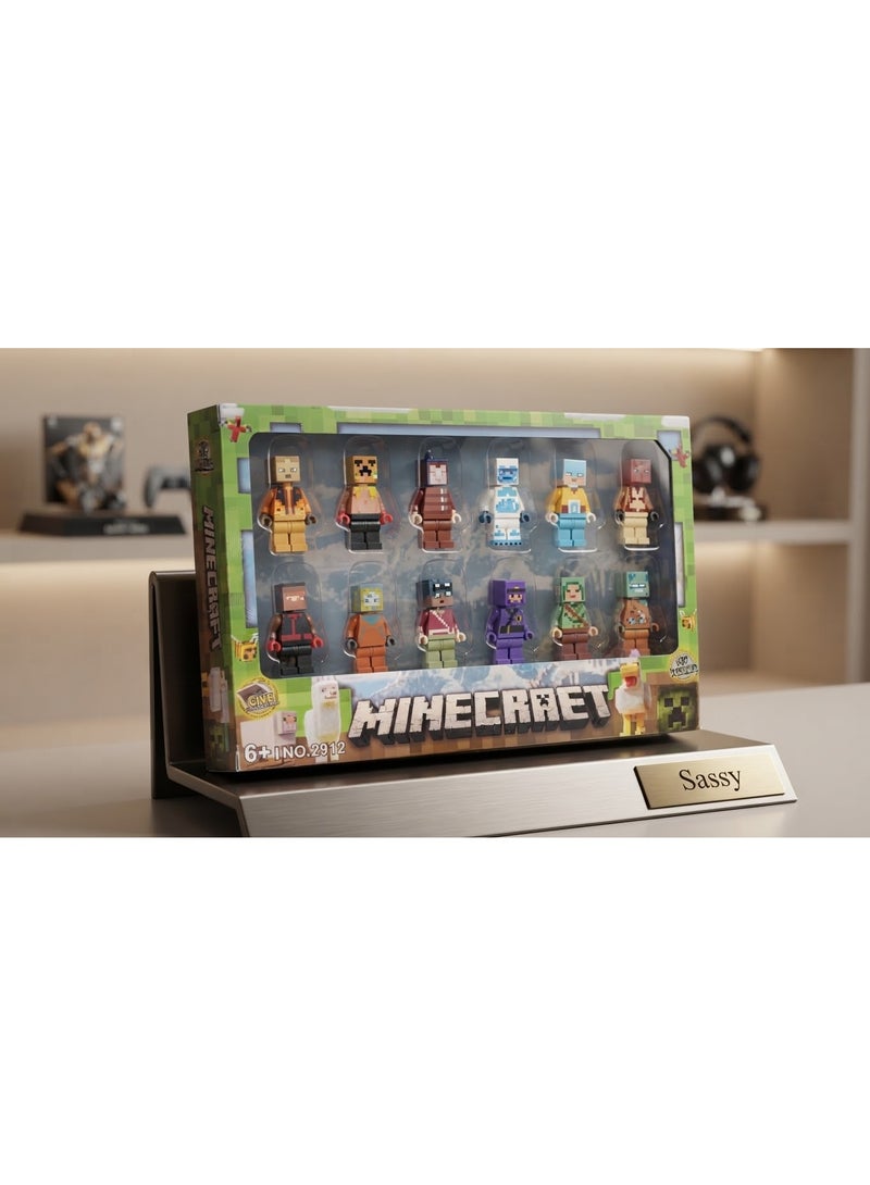Minecraft Action Figures Building Blocks Toy Set for Kids, 12 Pieces My World Assemble Brick Collection with Baseplate, Ultimate Trendy Gift for Boys and Girls Creative Play, Popular Sandbox Adventure Construction Model Kit for Young Gamers and Collectors - Image 5