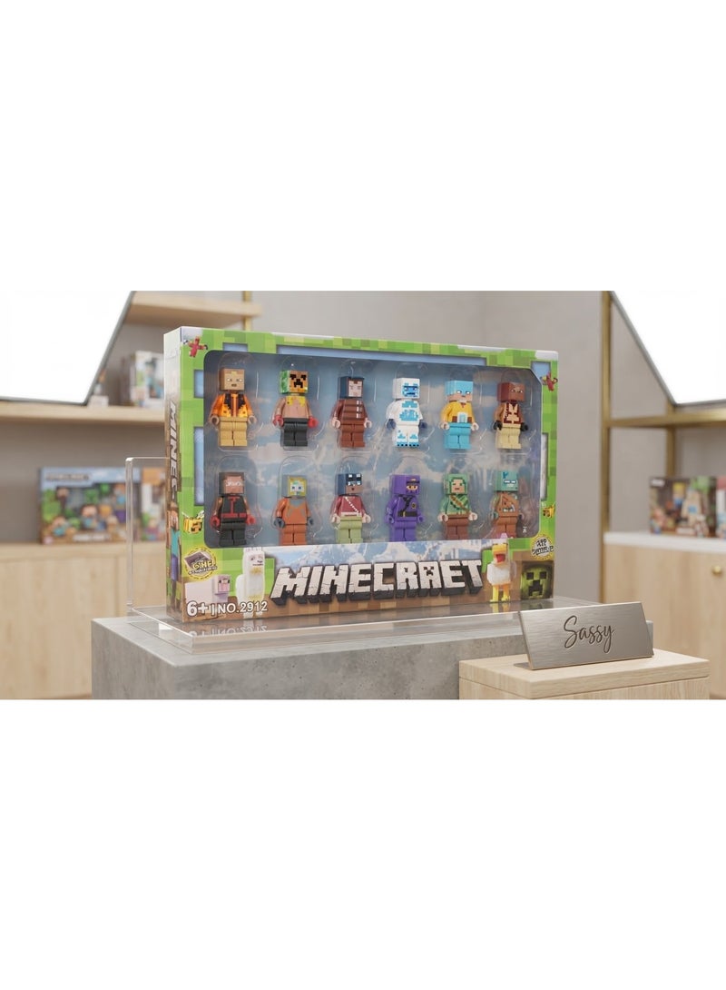 Minecraft Action Figures Building Blocks Toy Set for Kids, 12 Pieces My World Assemble Brick Collection with Baseplate, Ultimate Trendy Gift for Boys and Girls Creative Play, Popular Sandbox Adventure Construction Model Kit for Young Gamers and Collectors - Image 4