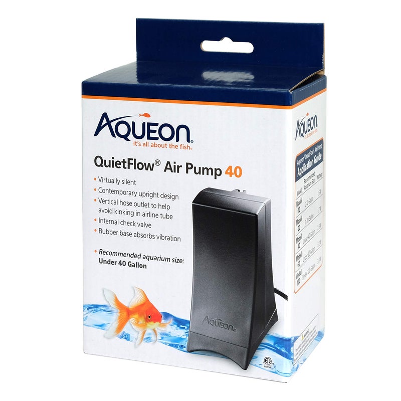 Aqueon QuietFlow Aquarium Air Pump 40 For Under 40 Gallon Tanks Black