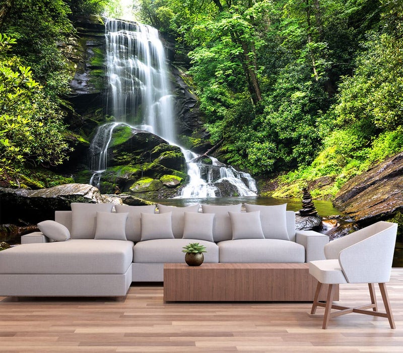 Reyhui 151x105Cascading Waterfalls in Forest Wall Mural Large Wallpaper Mural Wall Decor for Bedroom Living Room Kids RoomNot SelfAdhesive