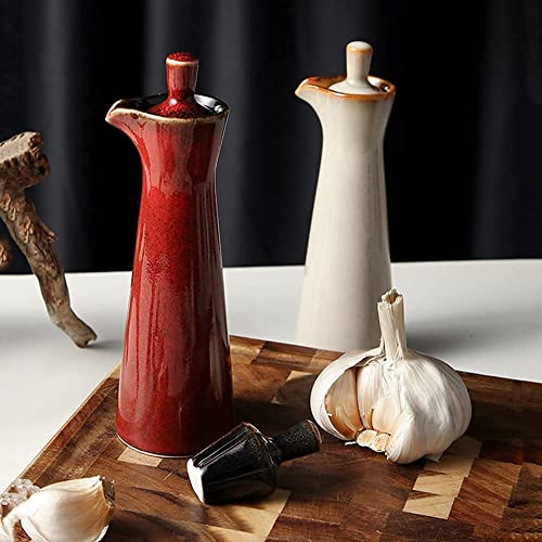LINWIN Ceramic Olive Oil Dispenser Bottle, Suitable for Storage Of Oil, Vinegar, Soy Sauce, 120ml / 4oz - Red - Image 4