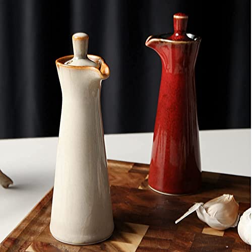 LINWIN Ceramic Olive Oil Dispenser Bottle, Suitable for Storage Of Oil, Vinegar, Soy Sauce, 120ml / 4oz - Red - Image 5