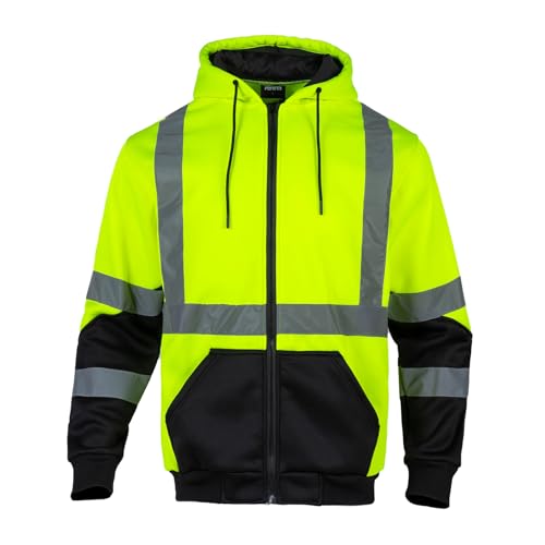 FONIRRA ANSI Class 3 High Visibility Safety Lightweight Fleece Hoodie for Men Reflective Hi Vis Work Hoodie for Construction - Image 1