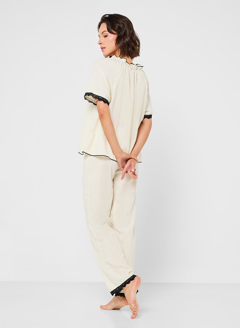 جينجر طقم بيجامة مضلع بحواف متباينة - Image 2