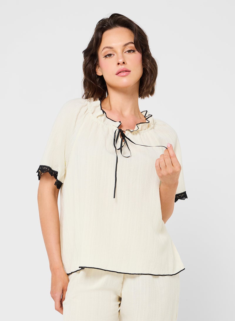 جينجر طقم بيجامة مضلع بحواف متباينة - Image 3