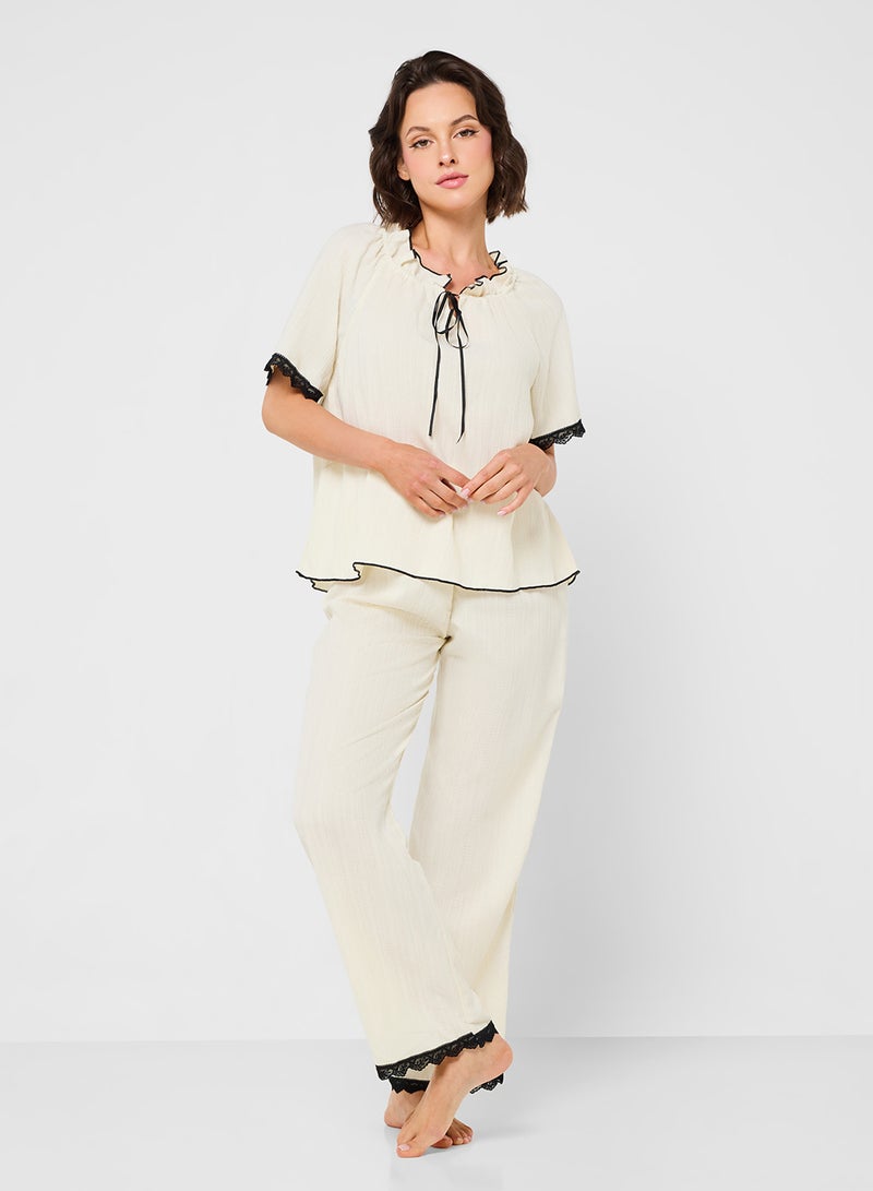 جينجر طقم بيجامة مضلع بحواف متباينة - Image 5