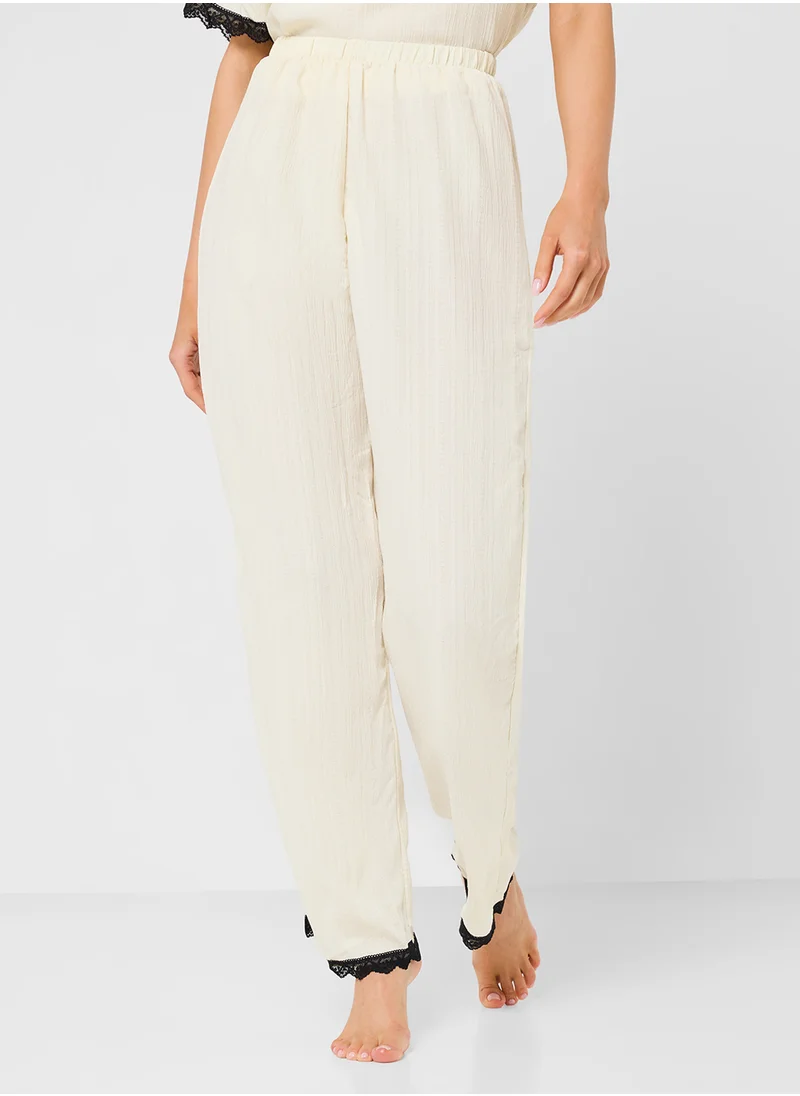 Ginger Ribbed Pyjama Set With Contrast Trim