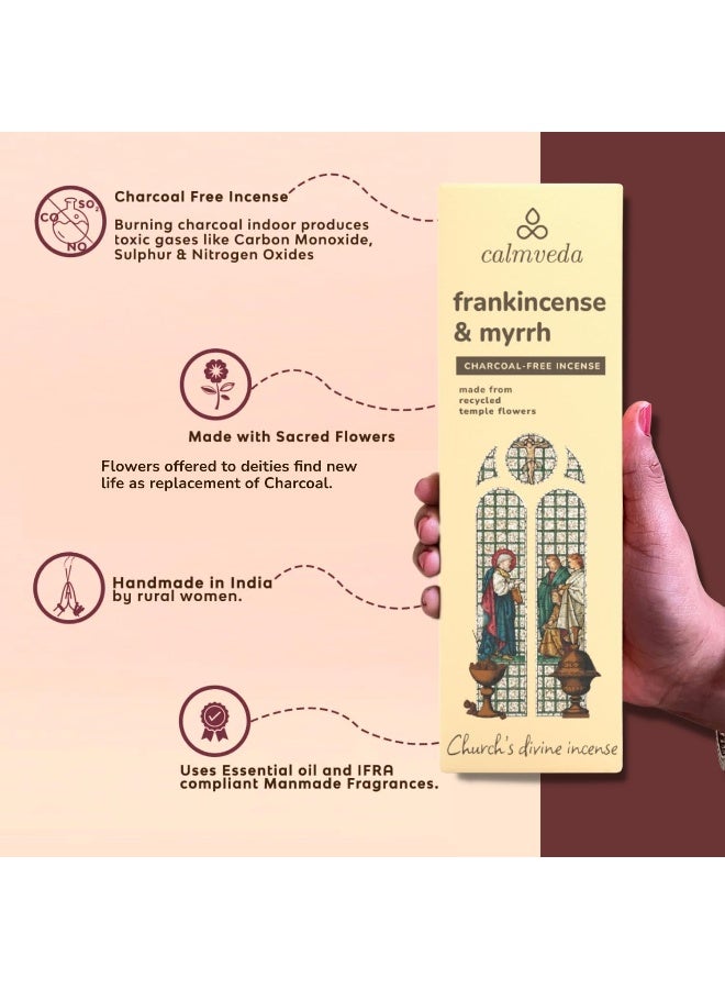 Church Incense & Myrrh Incense - 80 Charcoal Free Sticks, Made from Recycled Flowers | Spiritual Healing Incense for Church | Handmade Olibanum Incense - Image 2