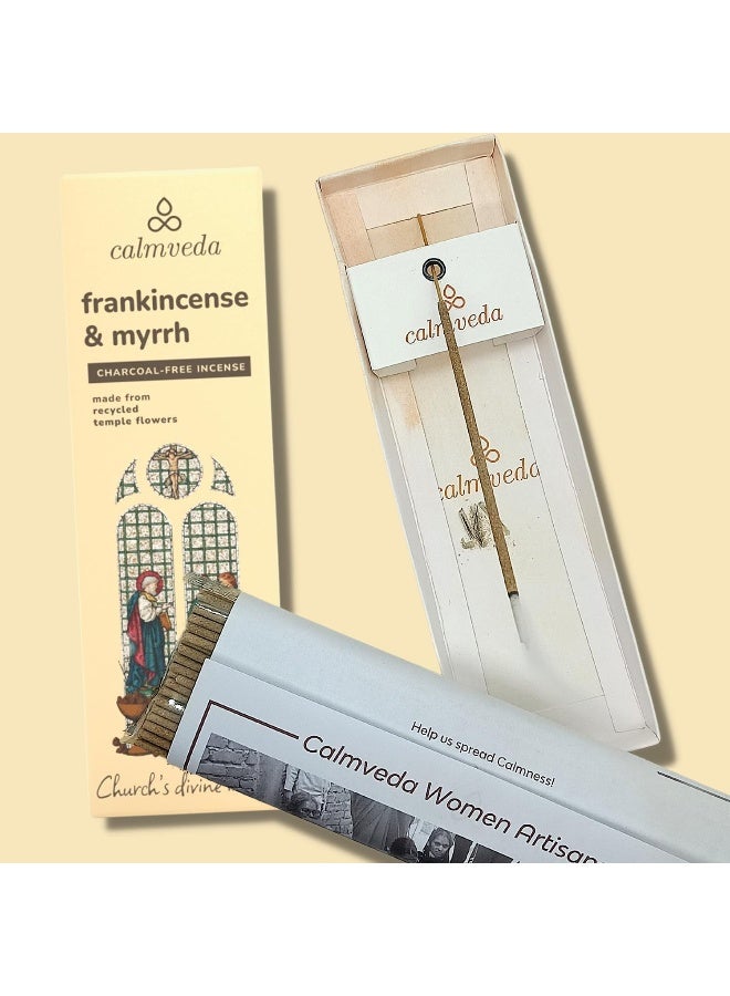 Church Incense & Myrrh Incense - 80 Charcoal Free Sticks, Made from Recycled Flowers | Spiritual Healing Incense for Church | Handmade Olibanum Incense - Image 4