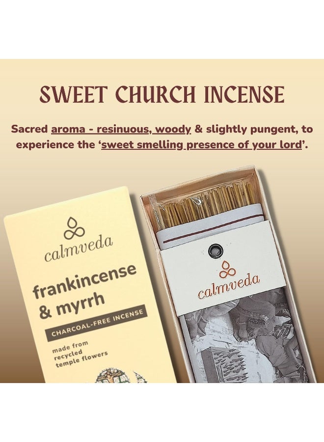 Church Incense & Myrrh Incense - 80 Charcoal Free Sticks, Made from Recycled Flowers | Spiritual Healing Incense for Church | Handmade Olibanum Incense - Image 3