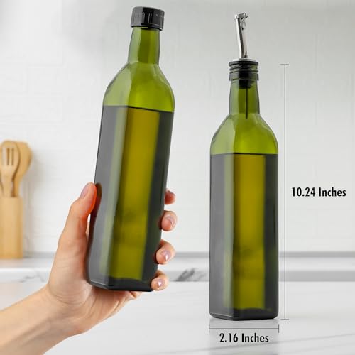 Zulay Kitchen Olive Oil Dispenser Bottle – 17oz Glass Oil Container with Spout, Funnel & Pourer – Dark Brown - Image 5