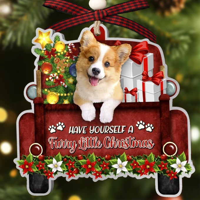 CORGI DOG ORNAMENTS FOR CHRISTMAS TREE CORGI RED TRUCK CAR ALUMINUM ORNAMENT NOT 3D CHRISTMAS DECORATION 2025 FOR CORGI LOVERS DOGMOM DOGDAD PET LOVERS