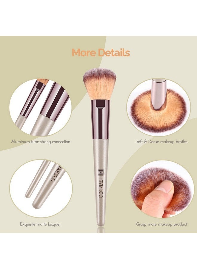 HEYMKGO Brushes Set, Heymkgo Portable Makeup Brush Set Professional Champagne Gold Premium Synthetic Foundation Brush Powder Concealers Eye Shadows Blush With Cosmetic Bag 10Pcs Common Types - Image 2