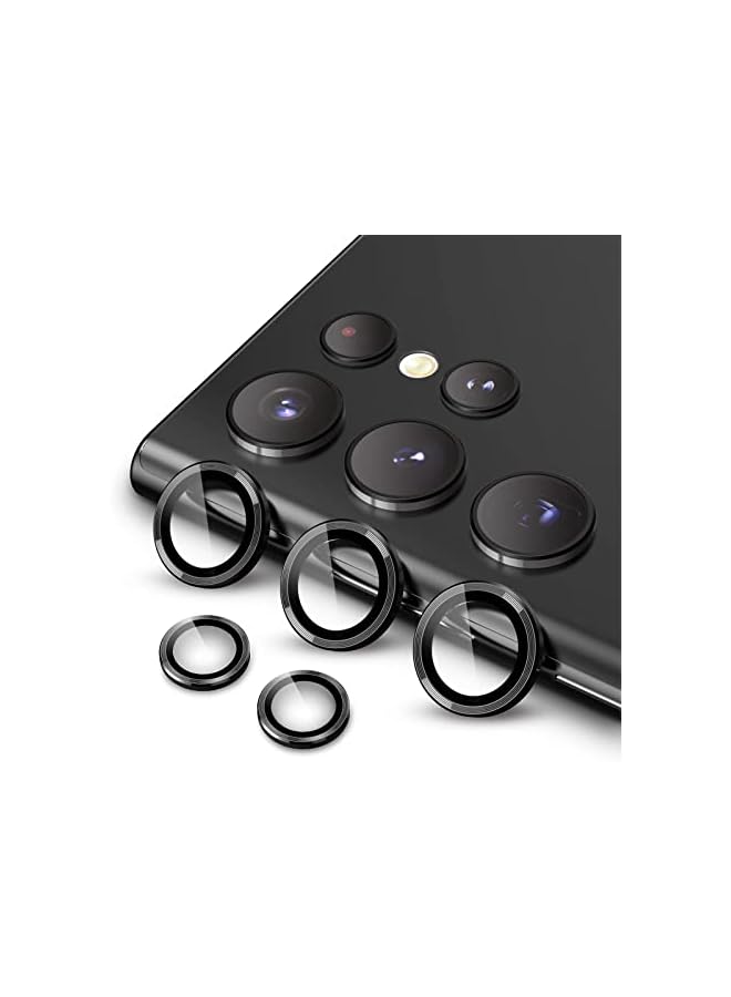 جي تيك واقي عدسة الكاميرا JETech لهاتف Samsung Galaxy S22 Ultra 5G 6.8 بوصة، غطاء حلقة فردي معدني من الزجاج المقسى 9H، صينية سهلة التركيب، شفاف عالي الدقة، مجموعة واحدة (أسود فانتوم) - Image 1