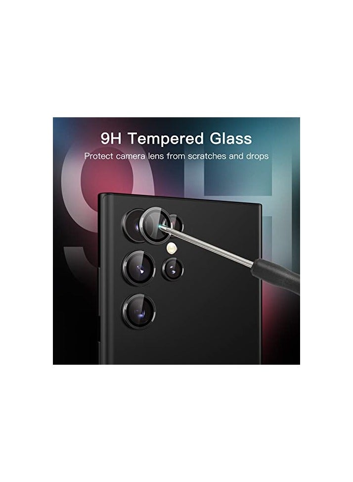 جي تيك واقي عدسة الكاميرا JETech لهاتف Samsung Galaxy S22 Ultra 5G 6.8 بوصة، غطاء حلقة فردي معدني من الزجاج المقسى 9H، صينية سهلة التركيب، شفاف عالي الدقة، مجموعة واحدة (أسود فانتوم) - Image 2