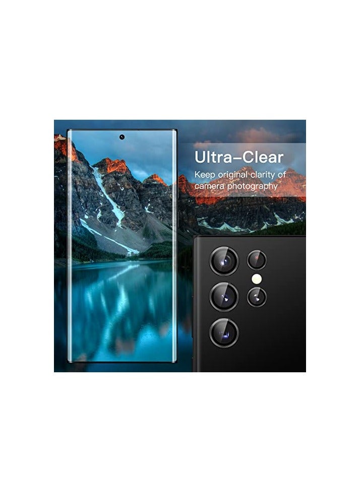 جي تيك واقي عدسة الكاميرا JETech لهاتف Samsung Galaxy S22 Ultra 5G 6.8 بوصة، غطاء حلقة فردي معدني من الزجاج المقسى 9H، صينية سهلة التركيب، شفاف عالي الدقة، مجموعة واحدة (أسود فانتوم) - Image 5