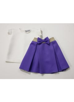 Moms And Babies Children's Blouse Skirt Set Children's Double Skirt Set Orange - Purple - White Diving Fabric 0 - 5 Years  - Image 4