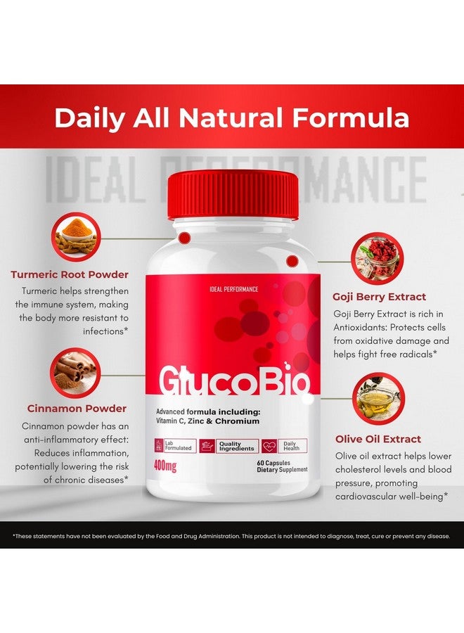 IDEAL PERFORMANCE GlucoBio Capsules, Official GlucoBio Support Supplement Pills - Maximum Strength Ingredients, GlucoBio Health & Wellness Capsules, Gluco Bio Capsules Reviews (2 Pack) - Image 4