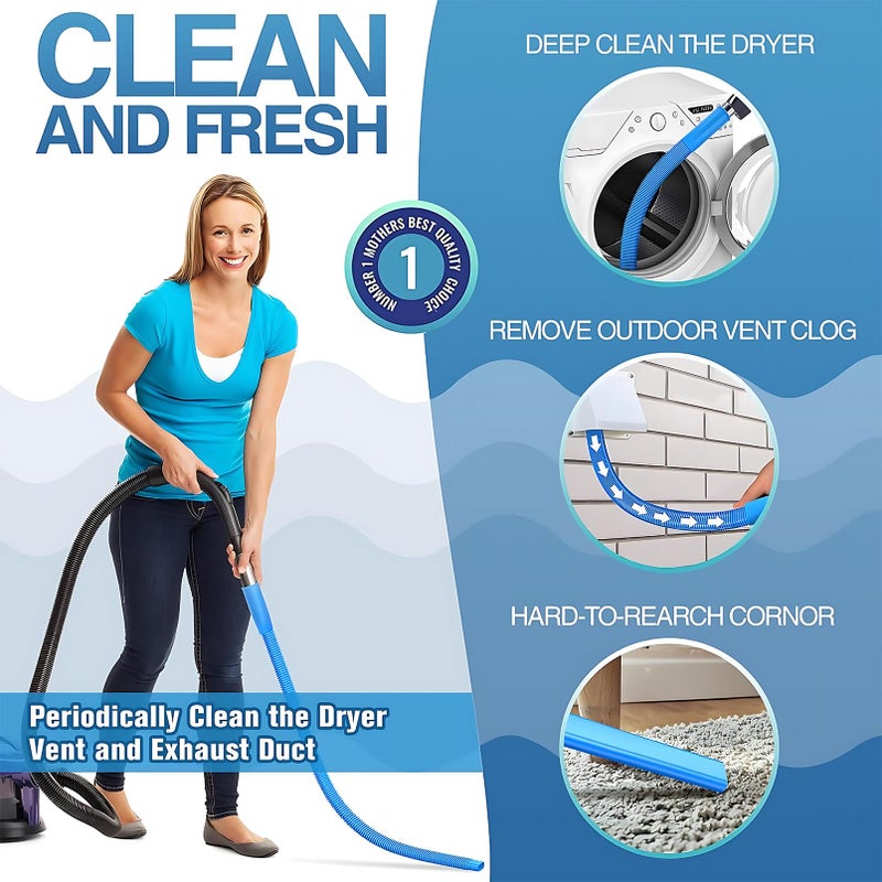 GROLEOA Upgraded Dryer Vent Cleaner: Universal Vacuum Hose Attachment Fits All Vacuums Cleaner, Deep Cleaning Tools for Clogged Ducts & Lint Removal - Image 2