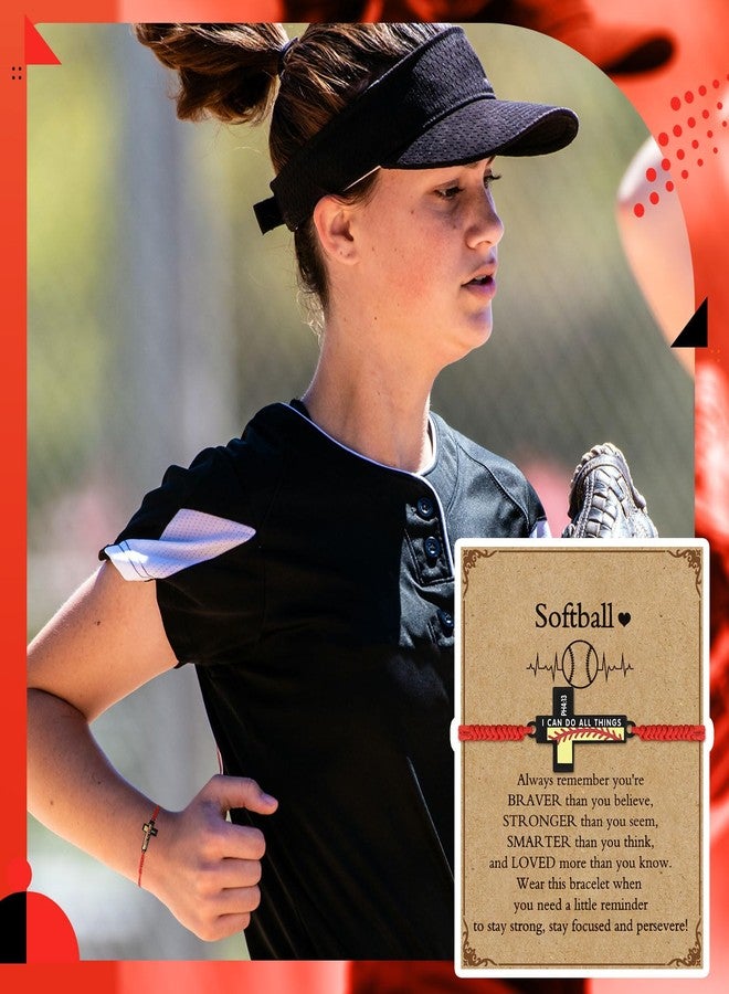 Aurelema Volleyball Soccer Football Softball Baseball Basketball Bracelets Gifts Adjustable Cross Charm Bracelets Party Favor Team Gifts with Inspirational Card for Teen Player, Softball, Stainless - Image 4