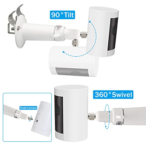 Haoyou Ring Camera Vinyl Siding Wall Mounts No Drill 360 Degree Adjustable, Compatible with Ring Stick up Cam & Ring Outdoor Cam Plus (2Pack White) - Image 5