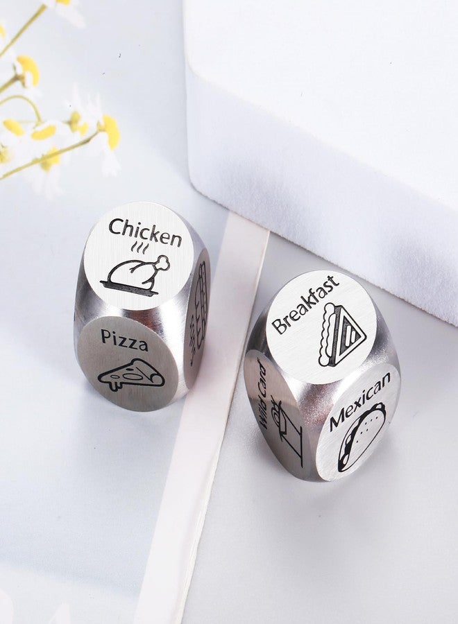 Perleddom 2Pcs Food Decision Dice Anniversary Tin Gifts Couple Dice Game Gag Sweetest Day Gifts Date Night Idea Funny Gag Dices for Husband National Boyfriend Day Movie Night Supplies Mens Boo Basket Stuffers - Image 4