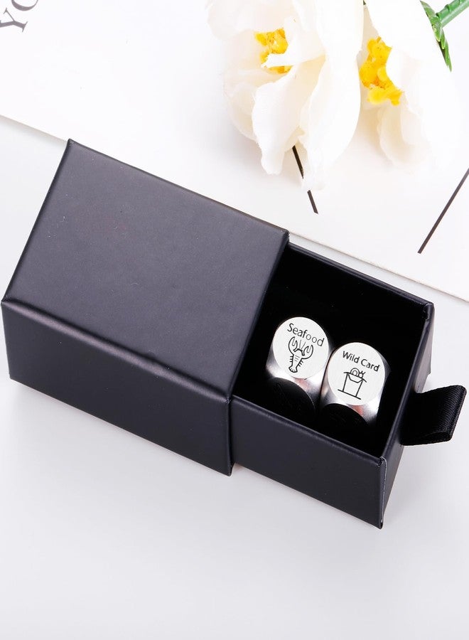 Perleddom 2Pcs Food Decision Dice Anniversary Tin Gifts Couple Dice Game Gag Sweetest Day Gifts Date Night Idea Funny Gag Dices for Husband National Boyfriend Day Movie Night Supplies Mens Boo Basket Stuffers - Image 2