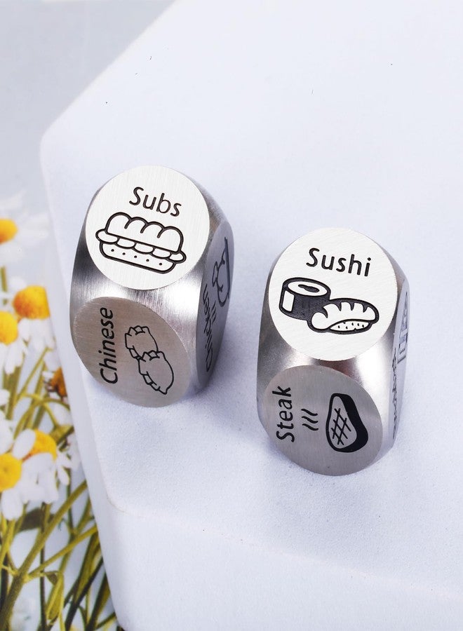 Perleddom 2Pcs Food Decision Dice Anniversary Tin Gifts Couple Dice Game Gag Sweetest Day Gifts Date Night Idea Funny Gag Dices for Husband National Boyfriend Day Movie Night Supplies Mens Boo Basket Stuffers - Image 3
