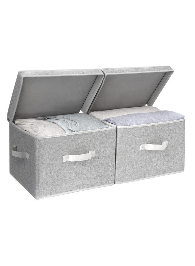 StorageWorks Fabric Storage Bins with lid, Decorative Boxes for Shelves, Closet Organizer Basket with Handles, Large, Gray, 2-Pack - Image 1