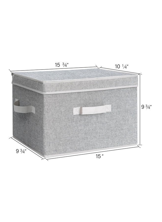 StorageWorks Fabric Storage Bins with lid, Decorative Boxes for Shelves, Closet Organizer Basket with Handles, Large, Gray, 2-Pack - Image 2