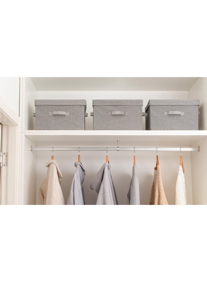 StorageWorks Fabric Storage Bins with lid, Decorative Boxes for Shelves, Closet Organizer Basket with Handles, Large, Gray, 2-Pack - Image 5