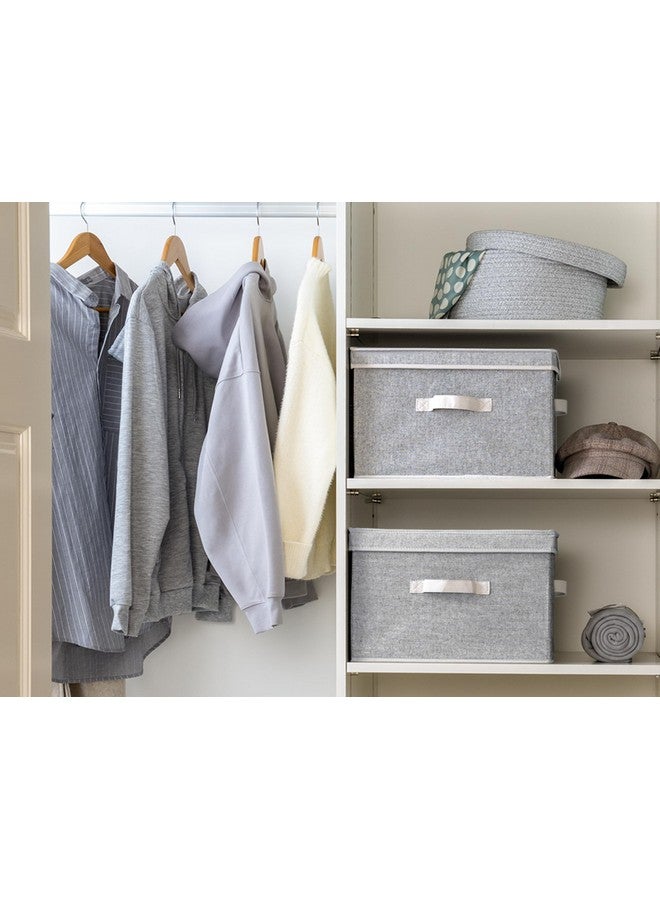 StorageWorks Fabric Storage Bins with lid, Decorative Boxes for Shelves, Closet Organizer Basket with Handles, Large, Gray, 2-Pack - Image 4