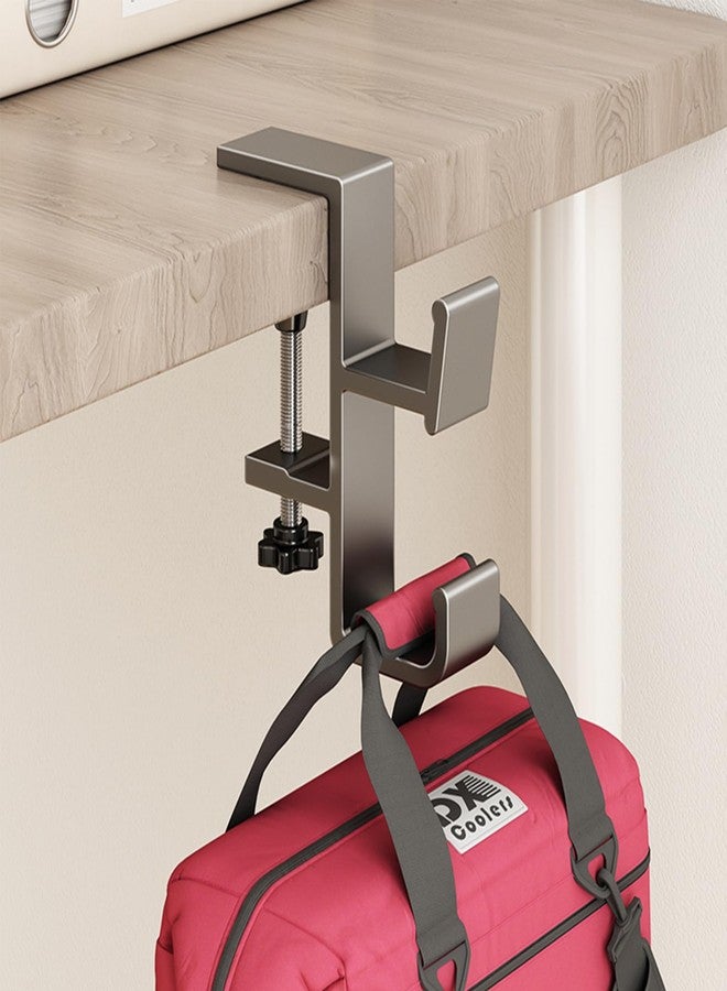 Sereficy Desk Hook for Bag, Purse Hook for Table, Under Desk Handbag Hanger, Aluminum Backpack Holder, Desk Mount Hook for Umbrellas, Headphone, Gray - Image 1