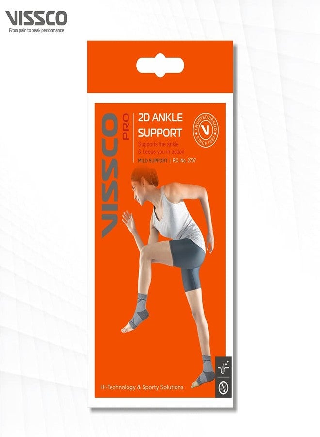 Vissco 2D Ankle Support, Stretchable Ankle Support for Injured Ankles, Arthritic Pain, Swelling, Stiff Joints, Pain Reliever, Brace for Strained or Sprained Ankle - Large (Grey) - Image 4