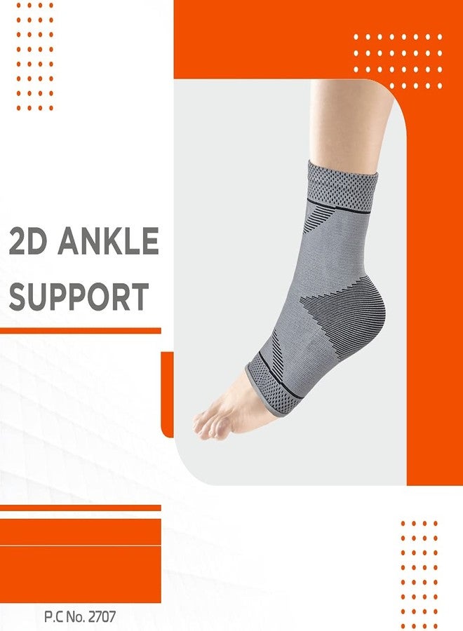Vissco 2D Ankle Support, Stretchable Ankle Support for Injured Ankles, Arthritic Pain, Swelling, Stiff Joints, Pain Reliever, Brace for Strained or Sprained Ankle - Large (Grey) - Image 5