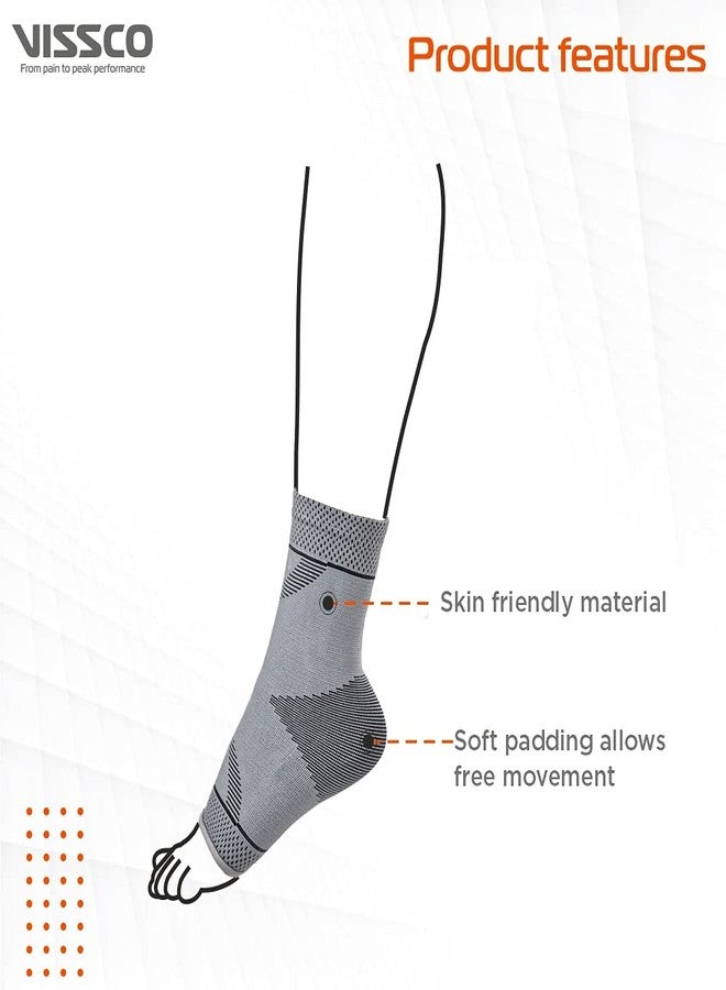 Vissco 2D Ankle Support, Stretchable Ankle Support for Injured Ankles, Arthritic Pain, Swelling, Stiff Joints, Pain Reliever, Brace for Strained or Sprained Ankle - Large (Grey) - Image 3