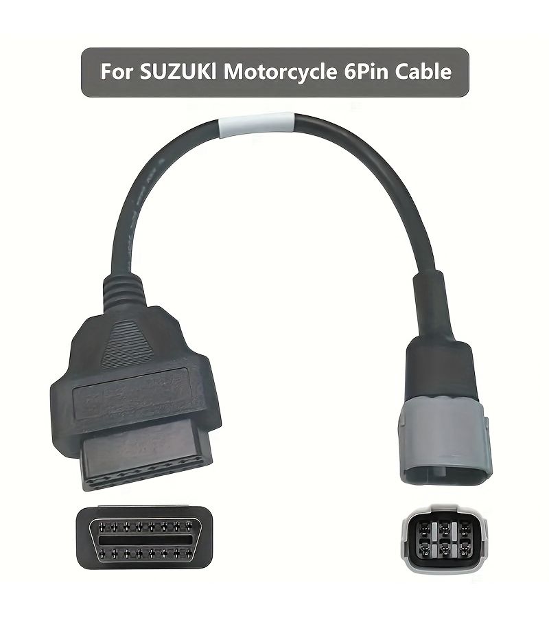 كابل تشخيص OBD2 OBDII 6 دبوس إلى محول 16 دبوس متوافق مع دراجة نارية سوزوكي - Image 1