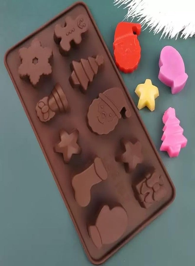 Bamutu Christmas Silicone Molds 2 Pack - 10 Cavity Non-Stick Chocolate and Candy Molds for Baking, DIY Fondant, Ice Cubes - Santa Claus, Gingerbread Man, Tree, Snowflake, Star, Gift, Socks (Food Grade) - Image 4