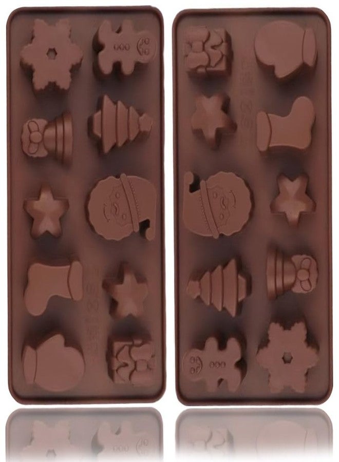 Bamutu Christmas Silicone Molds 2 Pack - 10 Cavity Non-Stick Chocolate and Candy Molds for Baking, DIY Fondant, Ice Cubes - Santa Claus, Gingerbread Man, Tree, Snowflake, Star, Gift, Socks (Food Grade) - Image 1