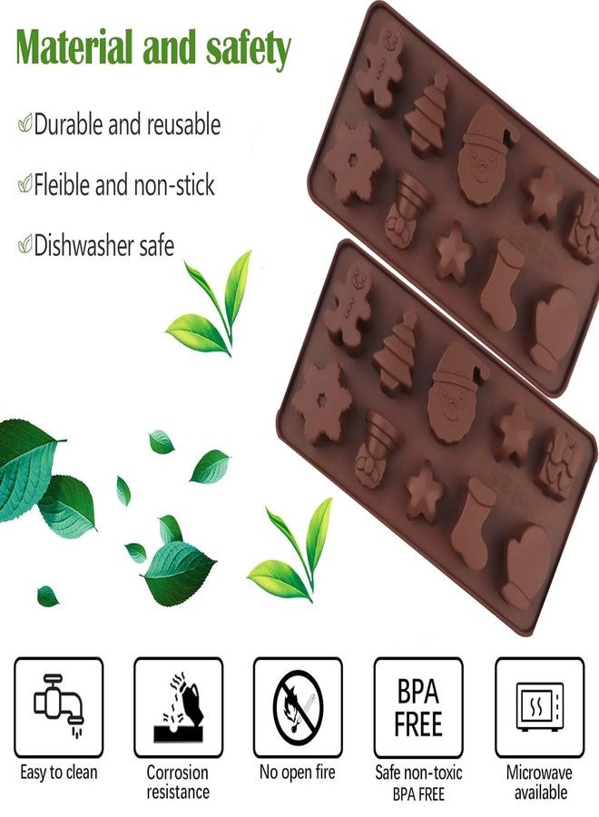 Bamutu Christmas Silicone Molds 2 Pack - 10 Cavity Non-Stick Chocolate and Candy Molds for Baking, DIY Fondant, Ice Cubes - Santa Claus, Gingerbread Man, Tree, Snowflake, Star, Gift, Socks (Food Grade) - Image 5